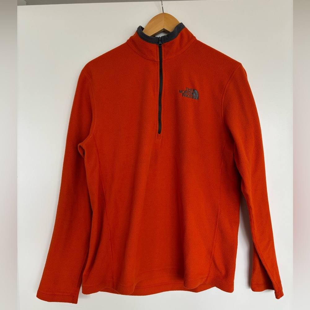 The North Face 21” PTP Men's 1/4 Zip Fleece Pullover Sweater, Orange, Size Small